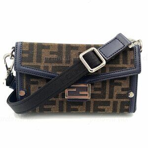 Authentic FENDI Zucca Mini Baguette Soft Trunk FF Logo Crossbody Bag